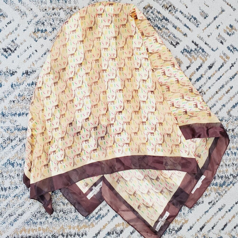 J. Mico Sancho Paris Neck Scarf Eiffel Tower Print Vintage Womens Accessories